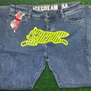 ICECREAM NEON LIME JEAN - MEDIUM BLUE WASH